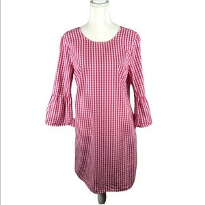 Crown & Ivy midi gingham pink and white dress size medium